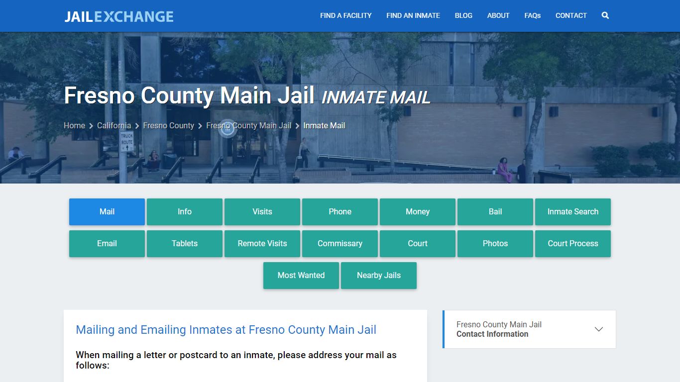 Inmate Mail - Fresno County Main Jail, CA - Jail Exchange
